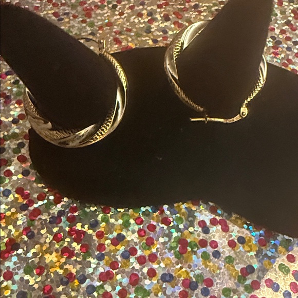 Elegant 925 Gold and Silver Hoop Earrings stamp - Picture 8 of 8